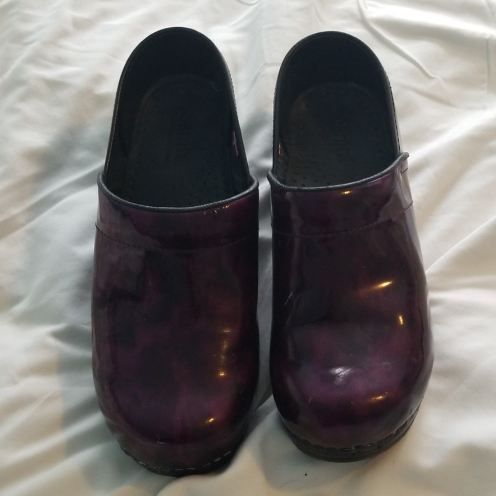 Purple Patent Leather Sanita Clogs